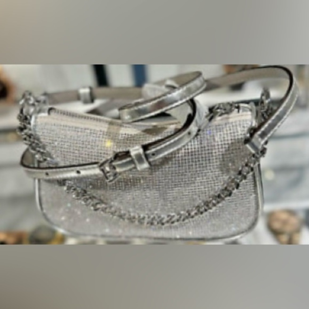 Michael Kors Carmela Small Silver
Sparkling Rhinestone Pouchette and Crossbody - Picture 10 of 10
